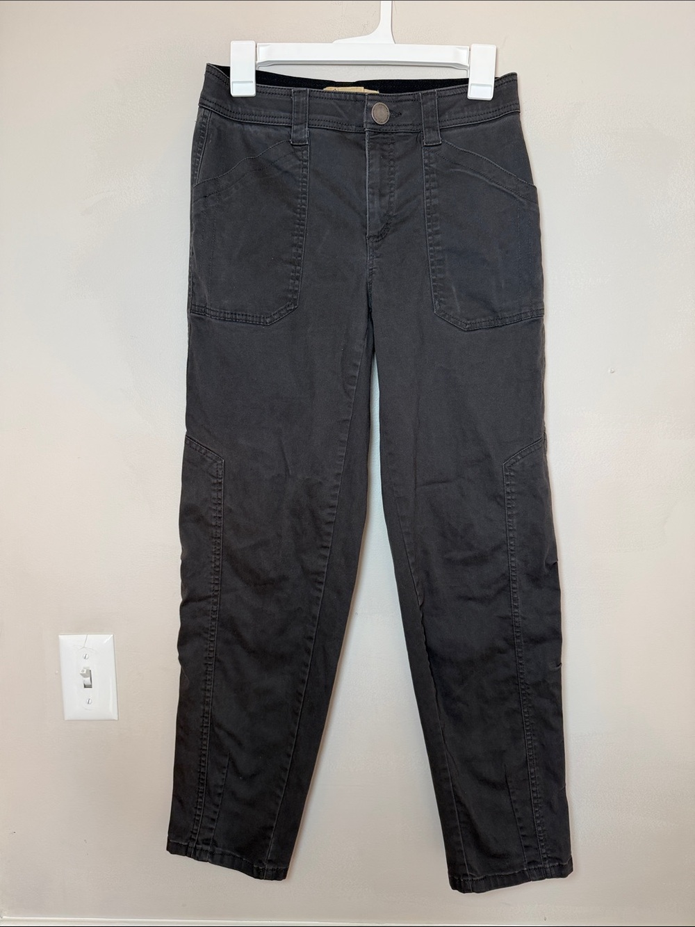 Democracy “Ab” Technology Charcoal High Waist Utility Barrel Pants. Size 2